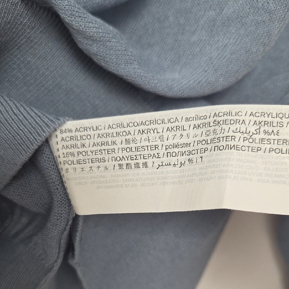 Mango Stone Silver Grsy  Boat Neck Bishops Long Sleeve Knitted Top Sz S Sweater - Picture 4 of 8